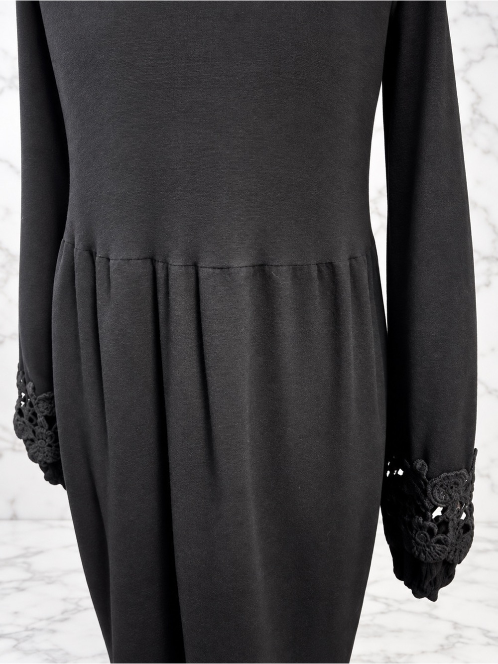 Alfani Black Sweater Dress Lace Cuff Long Sleeve Medium - Picture 5 of 14